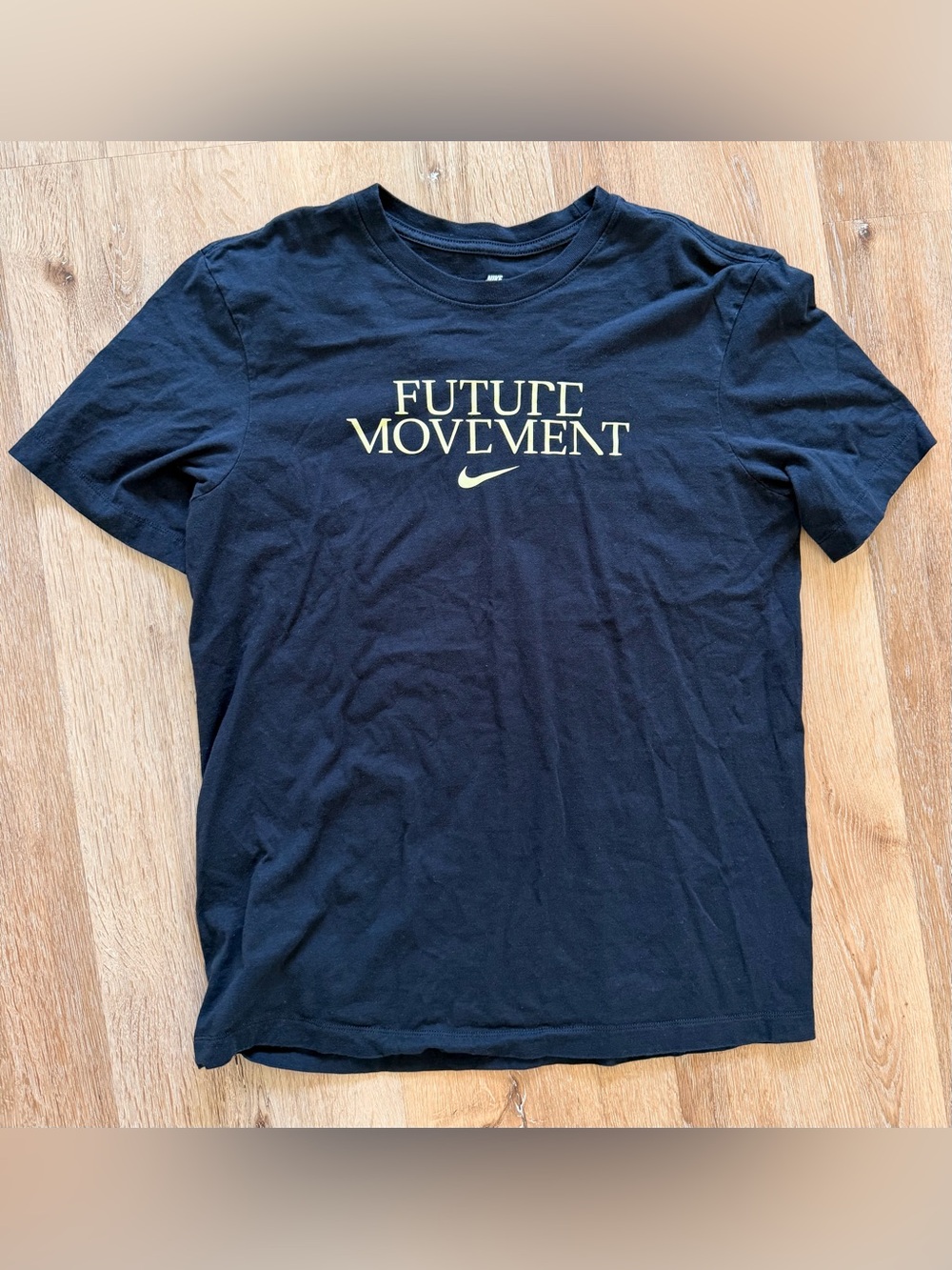Nike Black Tee with Yellow Graphic Text